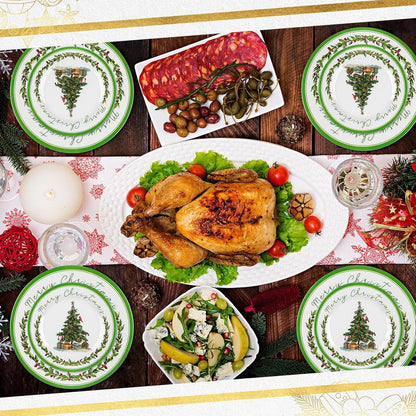 12 Pcs Christmas Tree Dinnerware Service for 4 Melamine Plates Ceramic Mug4