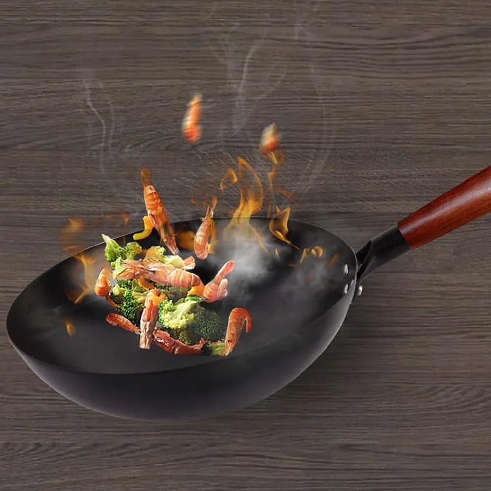 13-5-inch-carbon-steel-wok-pre-seasoned-flat-bottom-stir-fry-pan-with-honeycomb-nonstick-rust-resistant-nitriding-technology