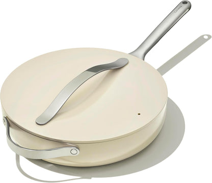Caraway Non-Stick Ceramic Sauté Pan with Lid (4.5 Qt, 12") | Non-Toxic, PTFE and PFOA Free, Oven Safe and Compatible with All Stovetops (Gas, Electric and Induction), Cream1