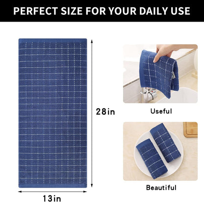 100% Cotton Terry Kitchen Towels, 4 Pack, Navy Blue5