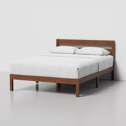 Full Bed Frame with Headboard Classic Wood Platform, Noise Free, under Bed Storage, No Box Spring Needed, Easy Assembly, Cherry4
