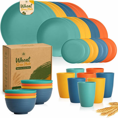 Wheat Straw Dinnerware Set, 40-PCS Lightweight Dish Set for 81