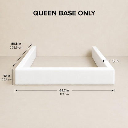 Square Bed – Washable Zip Cover - Upholstered Linen Soft Foam - Modular Minimalist Modern - Sold Separately (Cream Boucle, Queen Base)2