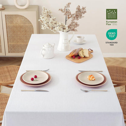100% Pure French Linen Tablecloth(White, Square-55X55 Inch)5