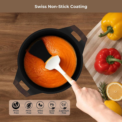 Nonstick Stock Pot, 6.5 Qt Soup Stock Pot with Strainer Lid, Induction Cooking Pot with Visible Lid for Pasta,Spaghetti, Ceramic Casserole Makes for Effortless Cleanup4