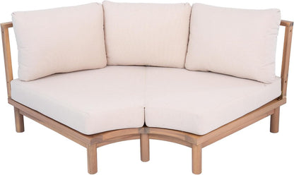 Gemsy 118" Acacia Wood Outdoor Patio Furniture Set with Cushion, Outdoor Half Moon Curved Sectional Sofa Set with Coffee Table, Patio Sectional Sofa Set, Beige+Light Teak17