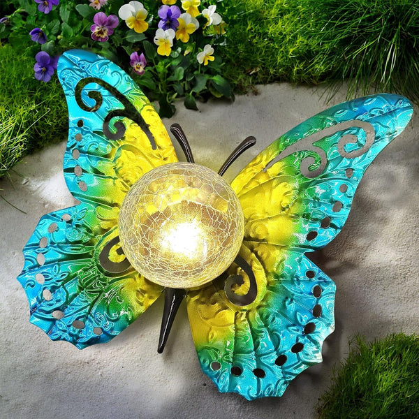 Solar Lights Outdoor Garden Metal Butterfly Decoration1