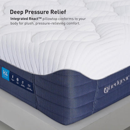 H4 Performance® Pillowtop Mattress - Medium Hybrid Memory Foam Mattress - Adaptive React™ Foam + Responsive Coils - Advanced Airflow + Cooling Technology4
