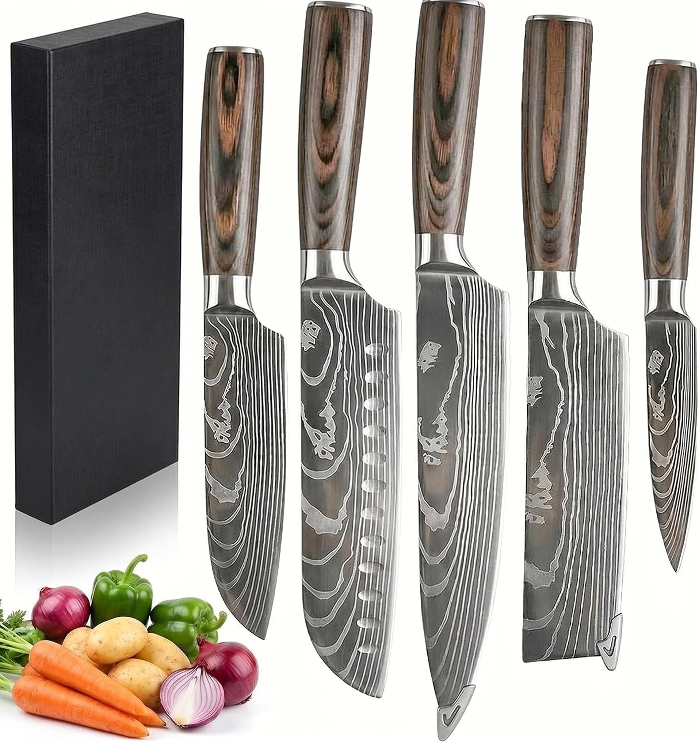 5-piece-japanese-kitchen-knife-set-high-carbon-stainless-steel-damascus-pattern-blades-with-pakkawood-handle-chef-santoku-cleaver-paring