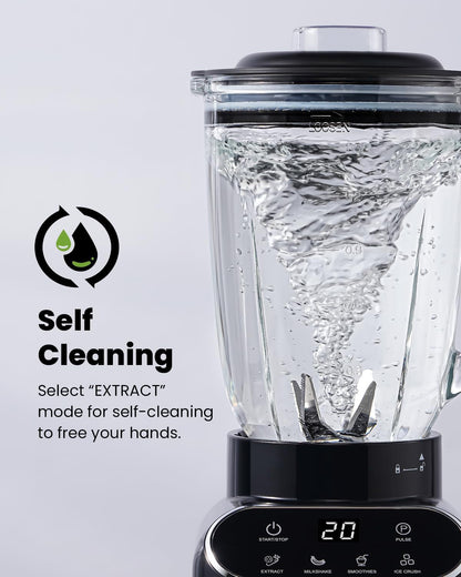 Smoothie Blender for Kitchen,1200W Glass Blender with 5 Smart Programs | Professional Blender with 52Oz Jar & 24Oz To-Go Cup, 6-Leaf Blade for Ice Cubes, Frozen Fruits, and Shakes, Self-Clean, Black7