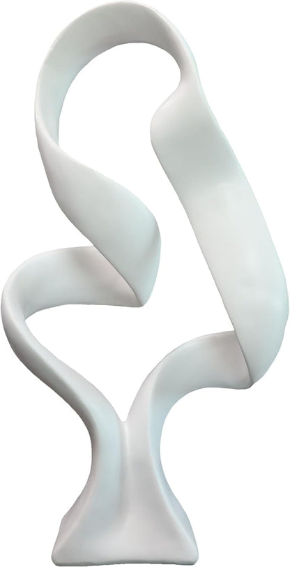 15" Modern Abstract Ribbon Decorative Sculpture, Knot Sculptures,Home Decor,Coffee Table Statues,Dining Living Room Desk Decor（White）1