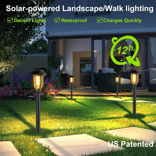 Solar Pathway Lights Outdoor 12 Pack,Warm White Solar Lights Walkway7