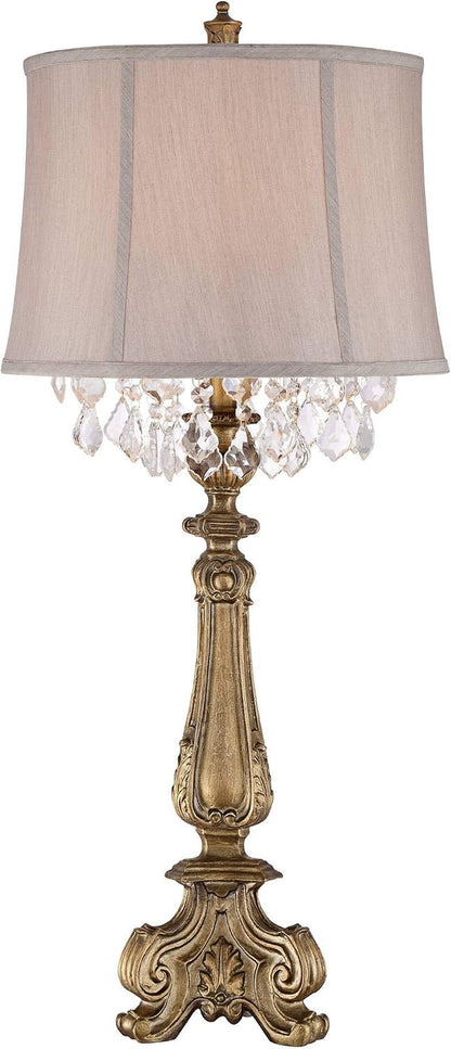 Dubois 37 1/4" Large Table Lamp Crystal Gold Spray Console Antique1