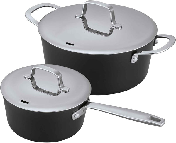 Maestro Ceramic Nonstick Cookware Set 2QT Saucepan, 5QT Stockpot & Lid | 5QT Stock Pot & 2QT Saucepan with Lids; Even Heat; Induction & Oven Safe to 400°F1