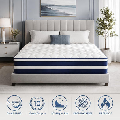 12 Inch Full Size Hybrid Mattress,7-Zone Ergo Support for Pressure Relief8