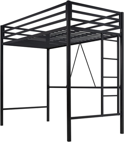 Loft Bed Twin Size with Ladder and Guardrail,Black9