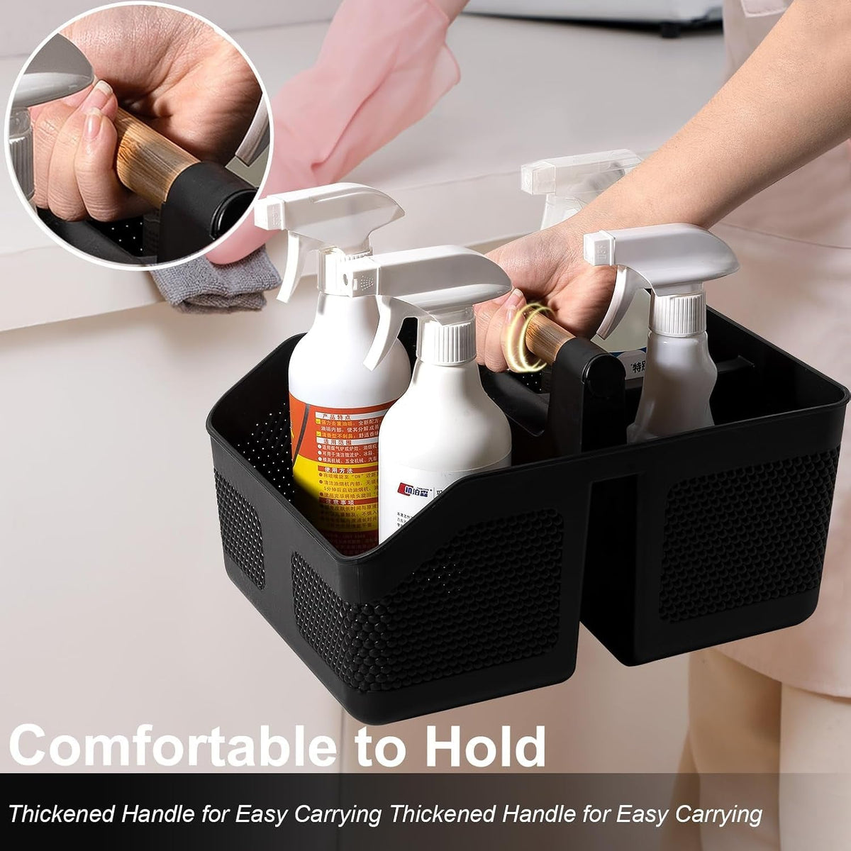 plastic-shower-caddy-portable-shower-basket-with-bamboo-handle-black