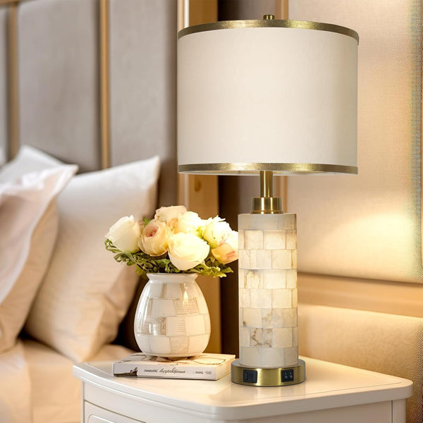 27" Alabaster Table Lamps Set of 2 for Living Room Bedroom5