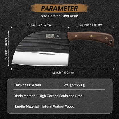 6.5" Serbian Chef Knife, Hand Forged Butcher Meat Cleaver Knife4