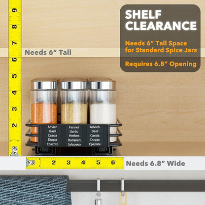 Pull Out Spice Rack Organizer for Cabinet, Heavy Duty Slide Out Seasoning Kitchen Organizer, Cabinet Organizer, with Labels and Chalk Marker, 6.5" W X10.75 D X2.5 H, 1 Drawer 1-Tier4