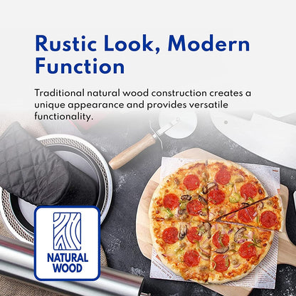 50295 Restaurant-Grade Wooden Pizza Peel, 16" L X 14" W Plate, with 8" L Wooden Handle, 24" Overall Length5
