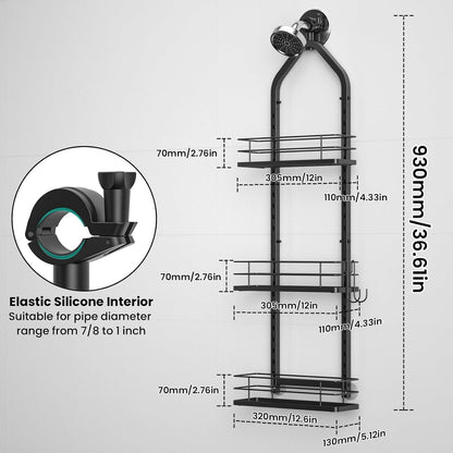 Shower Caddy Hanging, Adjustable Anti-Swing-Over the Shower Head Caddy, 3 Tier Stainless Steel Bathroom Storage Organizer Bathroom Shelves Basket Rack Shower Caddies (3Tier)6