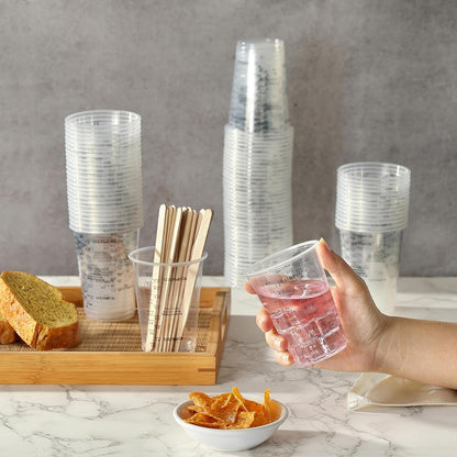 80Pcs Paint Mixing Cups, DV 8Oz Graduated Clear Plastic Measuring Cups with 80Pcs Wooden Stirring Sticks for Mixing Paint, Pigments, Epoxy Resins, Resins9