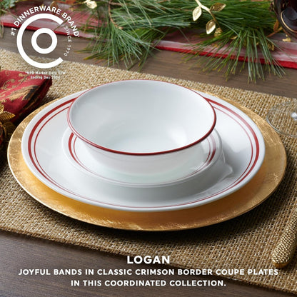 Vitrelle 18-Piece Service for 6 Dinnerware Set, Triple Layer Glass and Chip Resistant, Lightweight round Plates and Bowls Set, Logan2