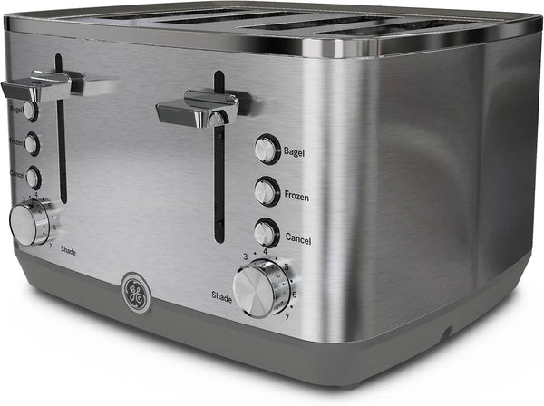 GE Stainless Steel 4 Slice Toaster | Extra Wide Slots for Bagels, Breads, Waffles & More | 7 Shade Options | Countertop Kitchen Essentials | 1500 Watt8