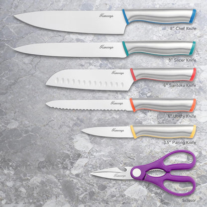 Knife Set, 11 PCS Kitchen Knives Set, 5 Color-Coded Blade Guards | Enduring Razor-Sharp High Carbon German Stainless Steel Chef Knife Set, Perfect Holiday Gifts for Kitchen3