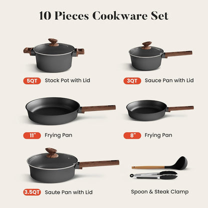 10Pcs Ceramic Pots and Pans Set Non Stick | Non Toxic, Induction Cookware, PFOA & PFAS Free8
