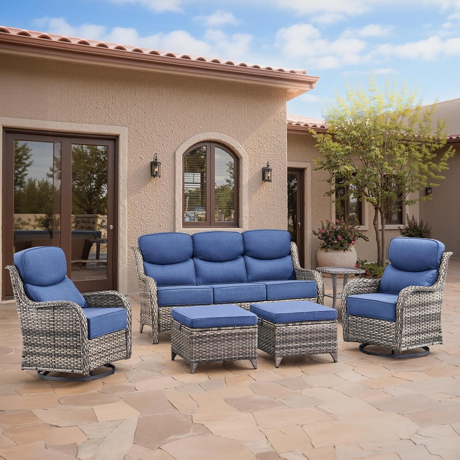 swivel-patio-chairs-sofa-set-of-6-6-thick-cushion-wicker-outdoor-swivel-rocker-patio-chair-sofa-side-table-high-back-comfortable-outdoor-glider-chairs-grey-wicker-blue-cushions