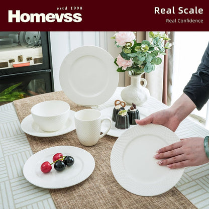 Homevss, New Bone China Embossed Rain Drops 16Pc Dinnerware Set4