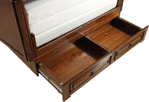 Mccutchen Solid Wood Murphy Storage Bed (Queen, Tobacco)4