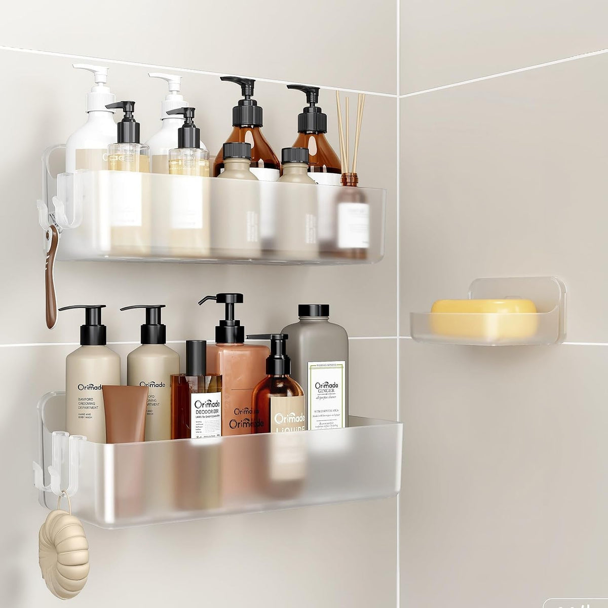 2-pack-shower-caddy-adhesive-replacement-sticky-wall-adhesives-9-84-x-2-75-25x7cm-pad-hook-strip-waterproof-rustproof-bathroom-organizer-shelves-kitchen-racks-storage