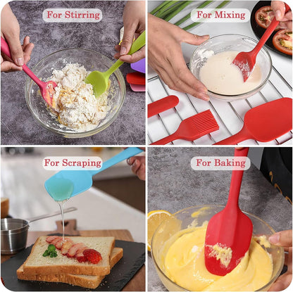 Silicone Spatula Set, Rubber Spoon Spatula for Baking, Heat Resistant Cooking Utensil, Flexible Silicone Spoon Baking Mixing Tool Cooking Gadget (4-Piece)6