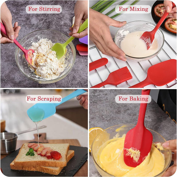 Silicone Spatula Set, Rubber Spoon Spatula for Baking, Heat Resistant Cooking Utensil, Flexible Silicone Spoon Baking Mixing Tool Cooking Gadget (4-Piece)6