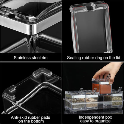 2 Set Acrylic Seasoning Organizer Box 10X4X3.2 in 8 Clear Seasoning Rack3