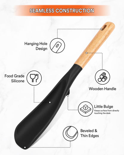 Silicone Cooking Spoon for Nonstick Cookwares, Multi-Function,11.4"4