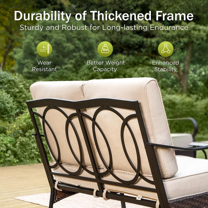 Metal Patio Furniture Set, 4 Pieces Outdoor Sectional, Beige6