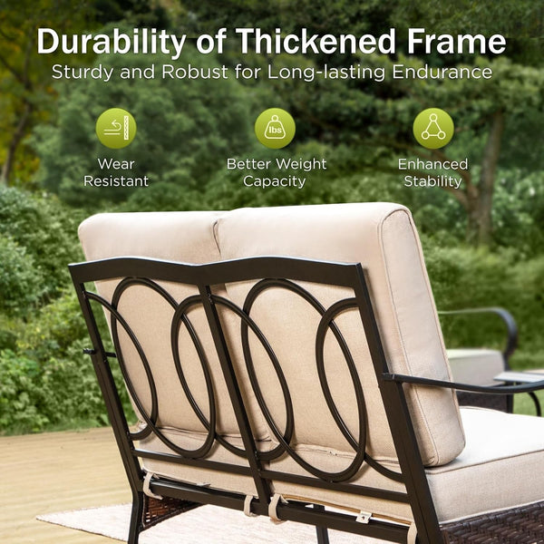 Metal Patio Furniture Set, 4 Pieces Outdoor Sectional, Beige6