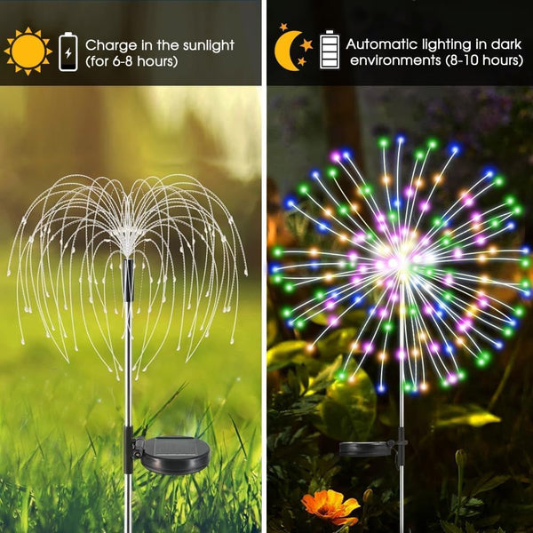 Solar Garden Lights Outdoor,Waterproof Garden, 2PC 200 LED Twinkling Firework Lights Decorative with 8 Modes,Decor for Yard Patio Pathway Lawn for Yard outside Fairy Decorative6