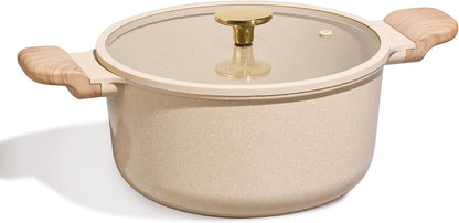 5 Qt Nonstick Stock Pot with Lid Soup Pot, Ceramic 5 Quart Casserole with Lid, Easy to Clean Non Stick Cooking Pot Cookware PFOA Free, Ceramic Oatmeal1