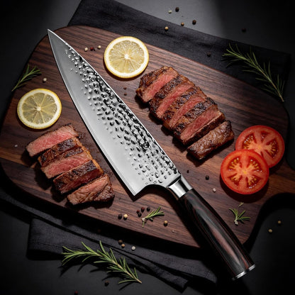 8 Inch Hammered Japanese Chef Knife,Powder Steel Edge Kitchen Knife9