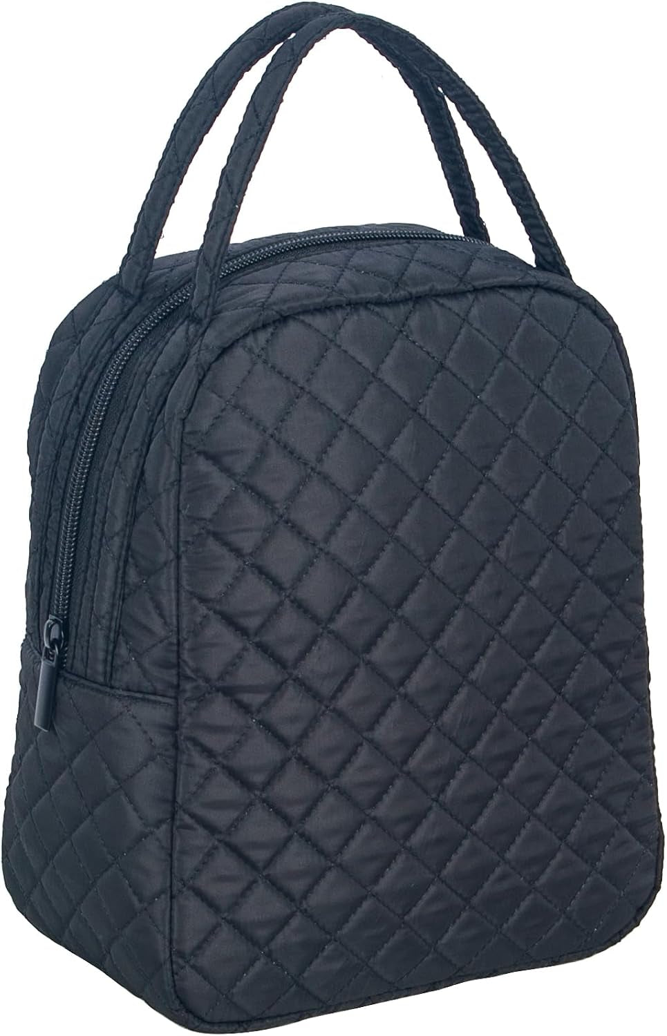 machine-washable-women-quilted-fabric-insulated-reusable-cooler-lunch-bag-tote-adult-thermal-lunch-box-storage-bag-for-ｗork-black
