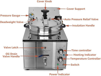 16L Electric Countertop Pressure Fryer,Commercial High Pressure Fried Chicken Stove,For Restaurant,Snack Shops7