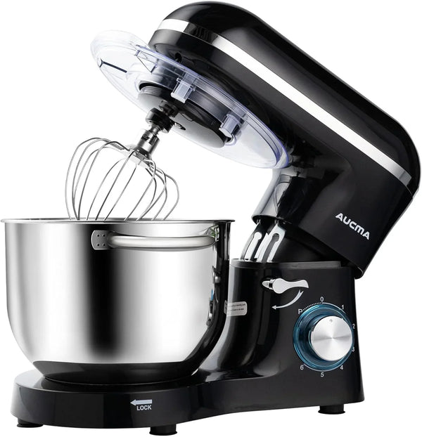 Stand Mixer,6.5-Qt 660W 6-Speed Tilt-Head Food Mixer, Kitchen Electric Mixer with Dough Hook, Wire Whip & Beater (Black, 6.5QT)1