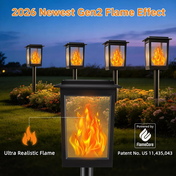 Large Size & Gen2 Flame Solar Torch Lights for Halloween Decorations2