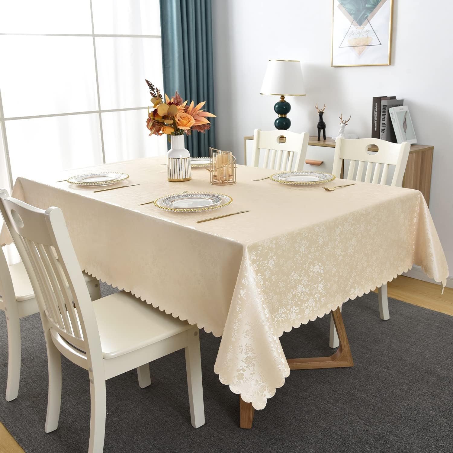 waterproof-vinyl-tablecloth-rectangle-60-x-84-inch-rose-beige