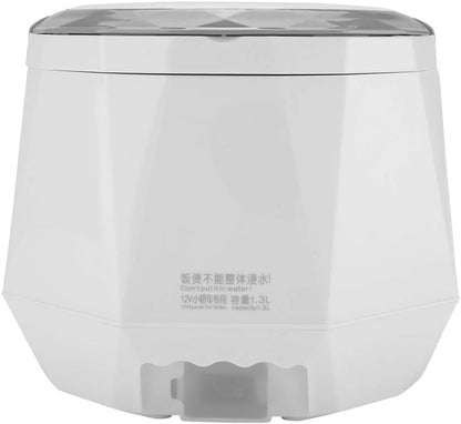 Electric Rice Cooker Portable Electric Car Truck Food Steamer Mini Travel Rice Cooker 12V 100W 1.3 L Portable Meal Heater Food Warmer(White)8